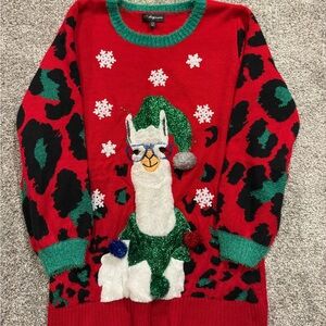 33 DEGREES Sweater Womens XXL‎ Red Ugly Christmas Sweater Llama